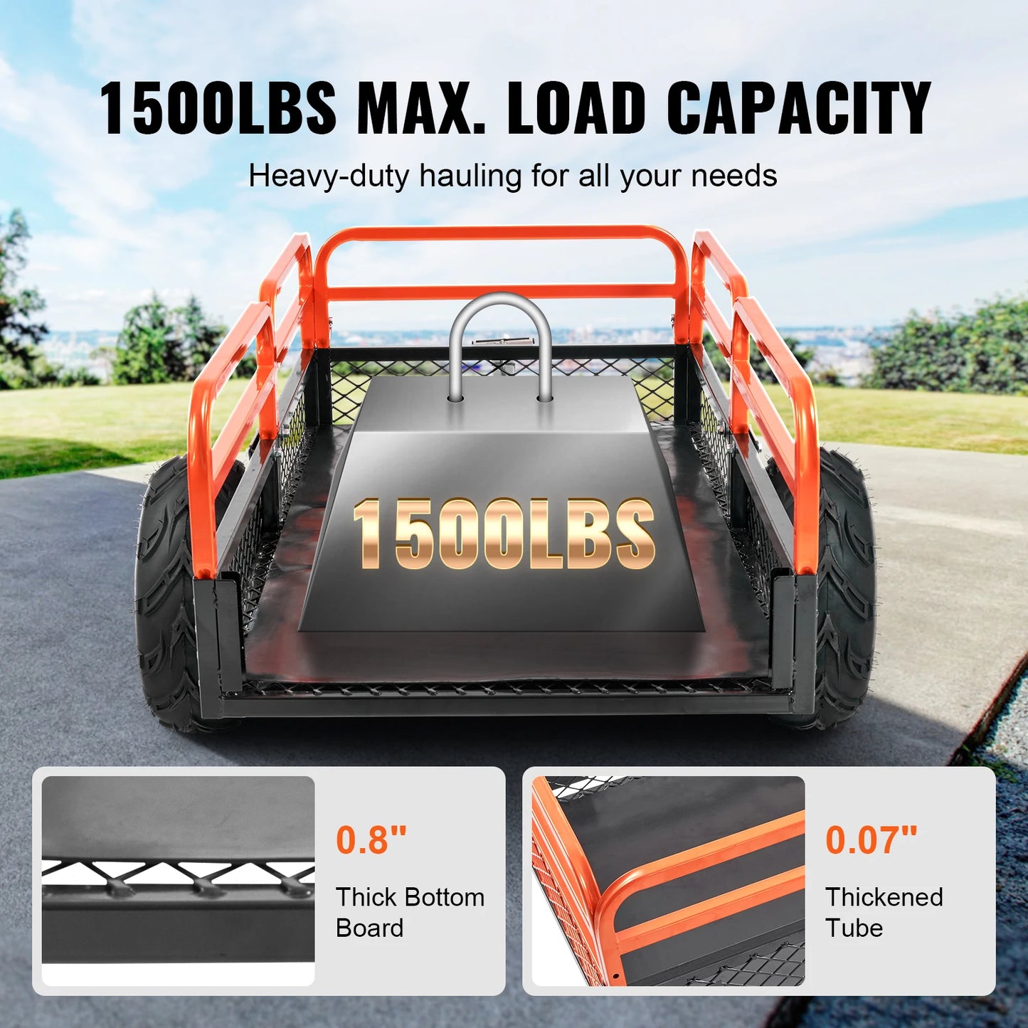 Heavy Duty Steel ATV Dump Trailer Removable Sides