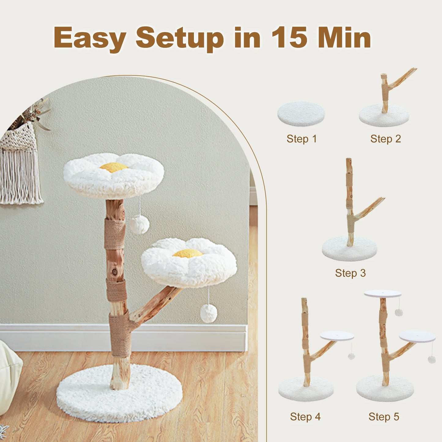 PAWZ Road Flower Cat Tree Indoor Wood Tower With Perches