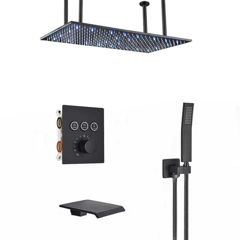 Wanmivezlo LED Brass Rain Shower Head Wall Mounted