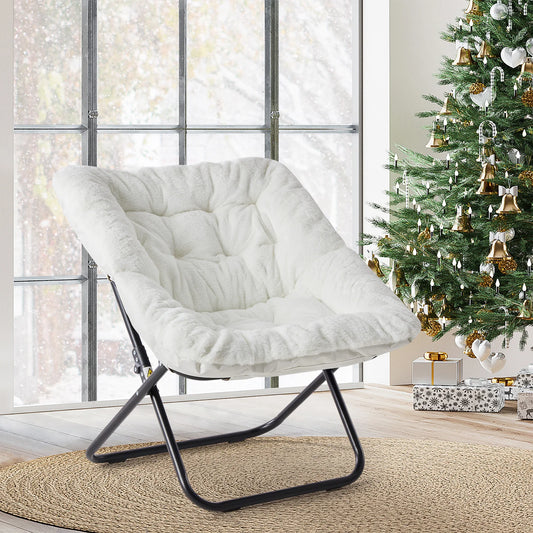 JHK Cozy Padded Saucer Lounge Chair With Metal Frame