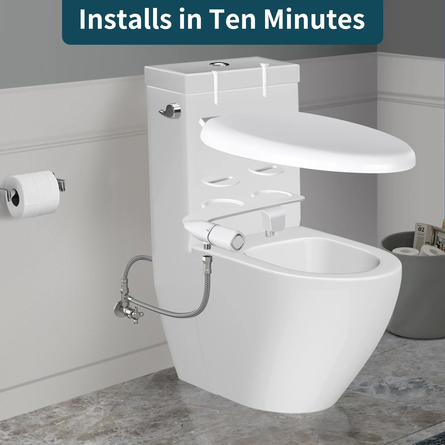 SAMODRA Bidet Non-Electric Toilet Attachment With Dual Nozzles Brass Inlet