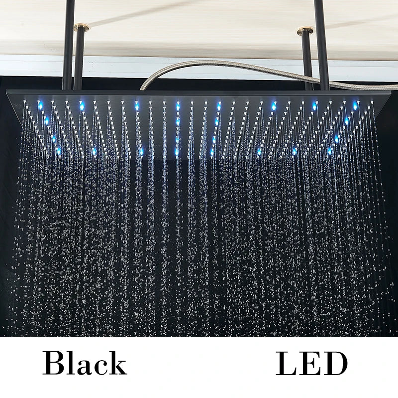 Wanmivezlo LED Brass Rain Shower Head Wall Mounted