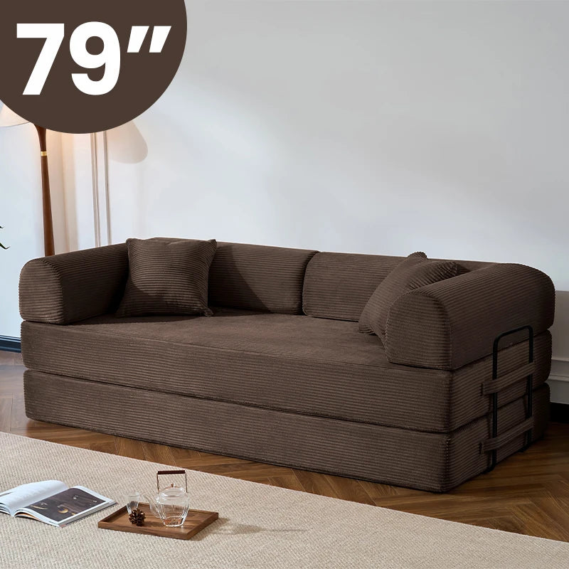 Modern Corduroy Convertible Sofa Bed With Removable Cover