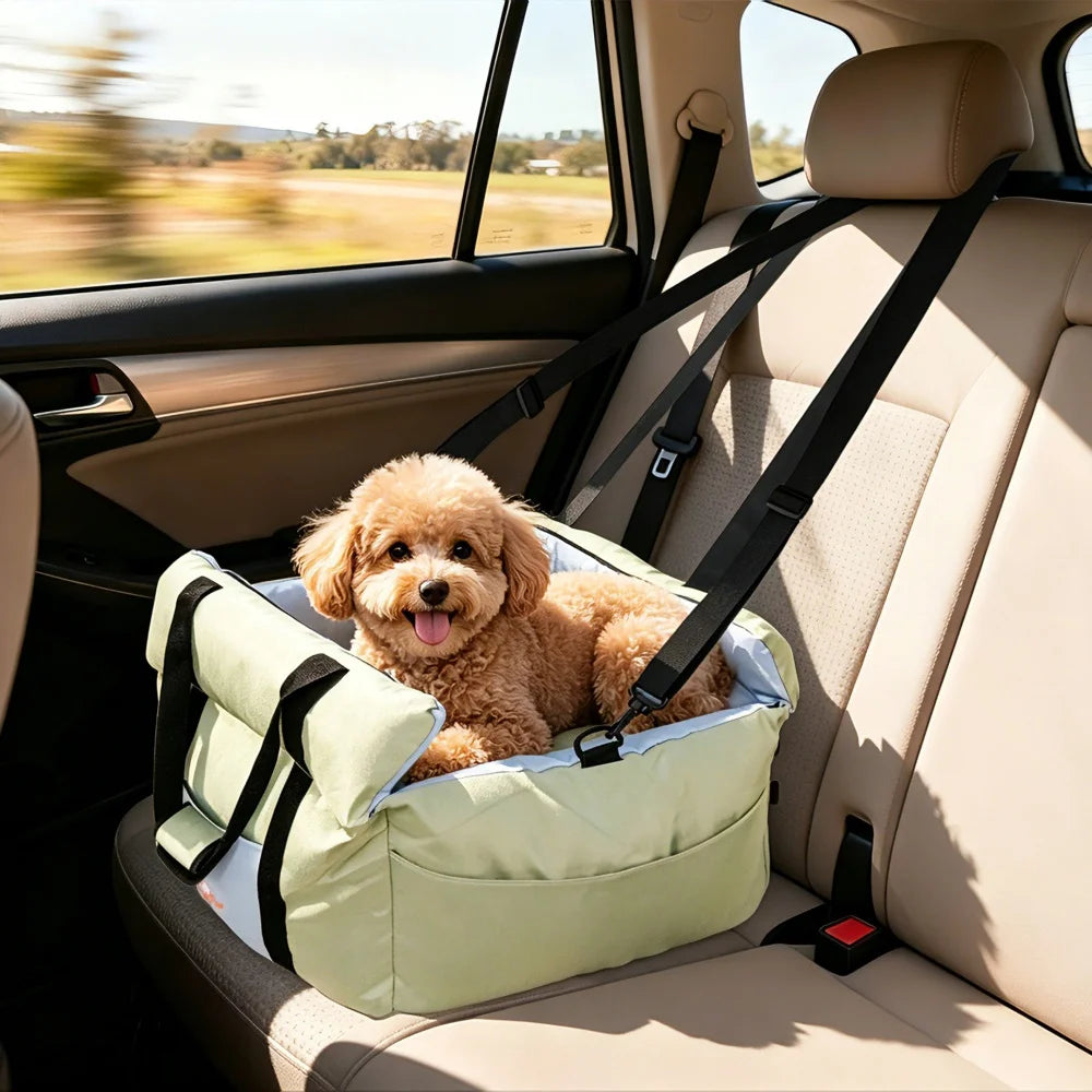 BORWART Portable Dog Car Seat Booster With Safety Belt Pocket