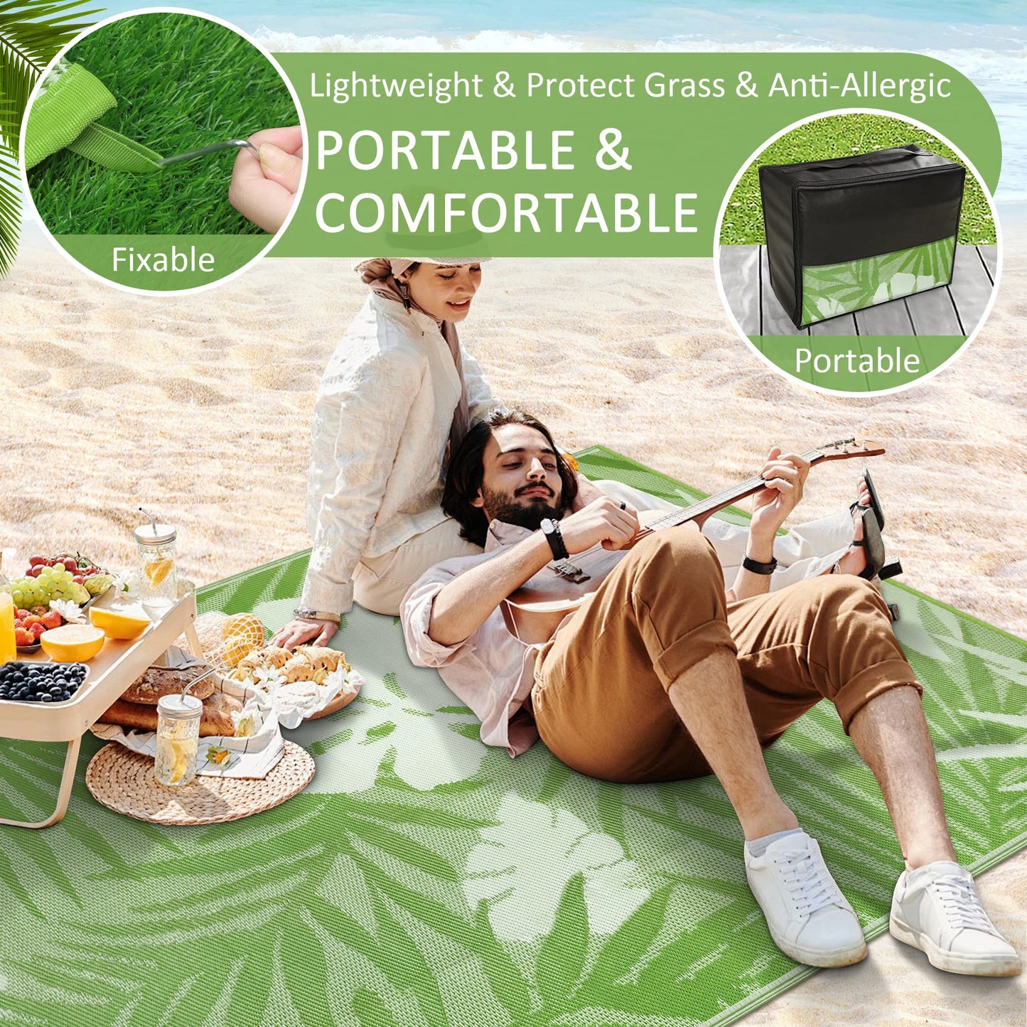Recycled Plastic Straw Outdoor Rug Waterproof Patio Carpet