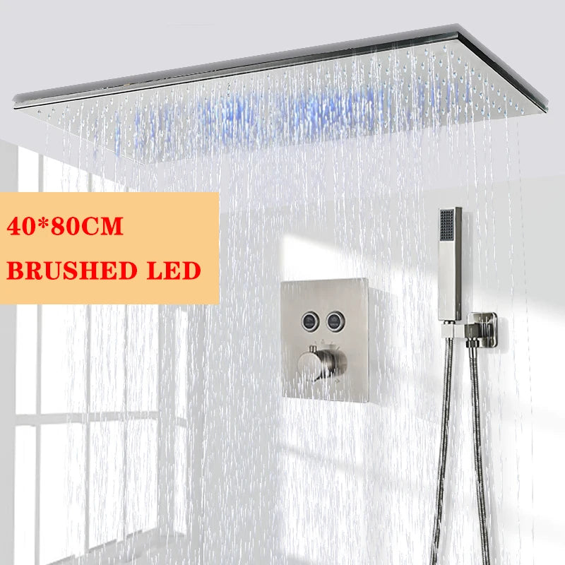 Wanmivezlo LED Brass Rain Shower Head Wall Mounted