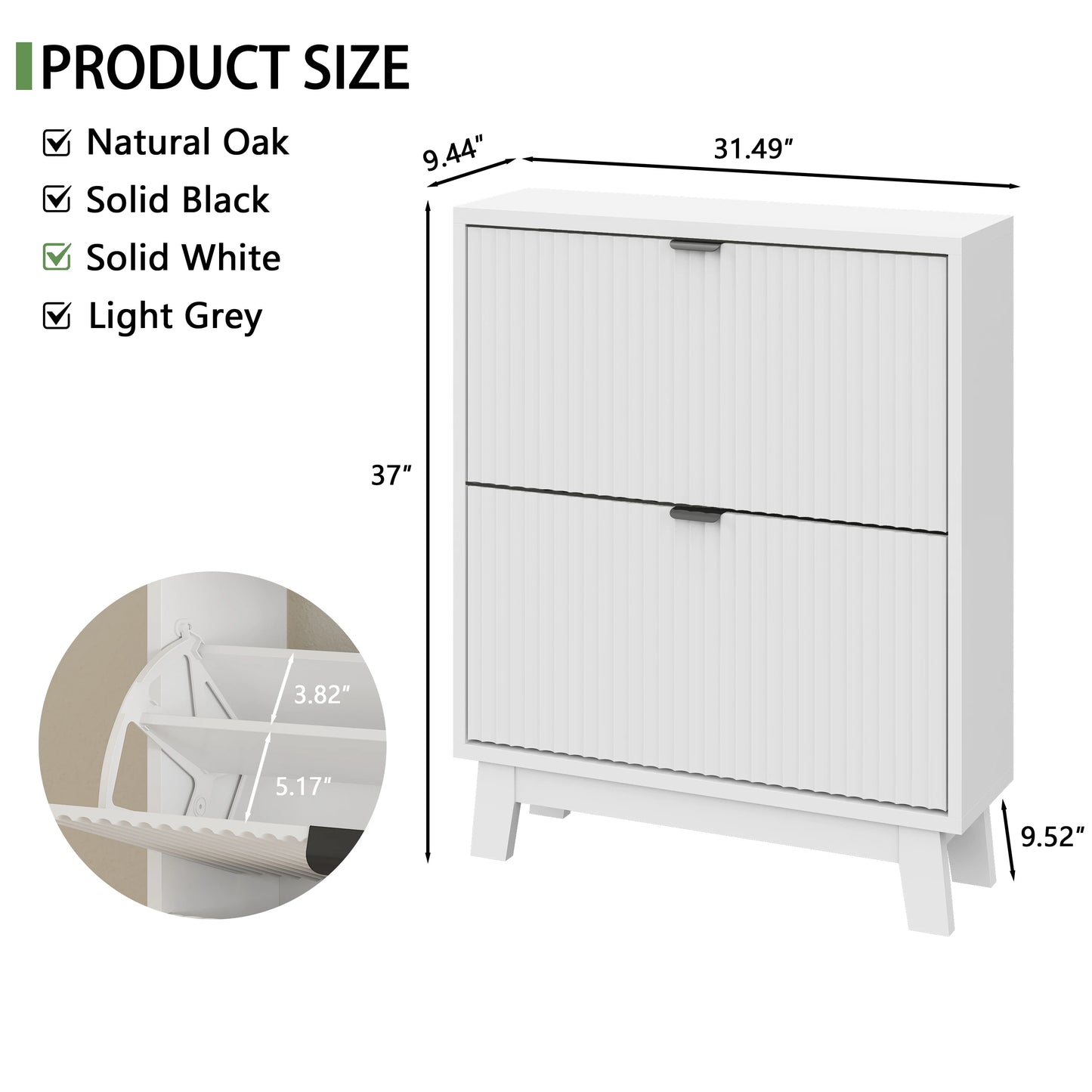Shoe Cabinet With 2 Flip Drawers Narrow Tall Wooden Storage