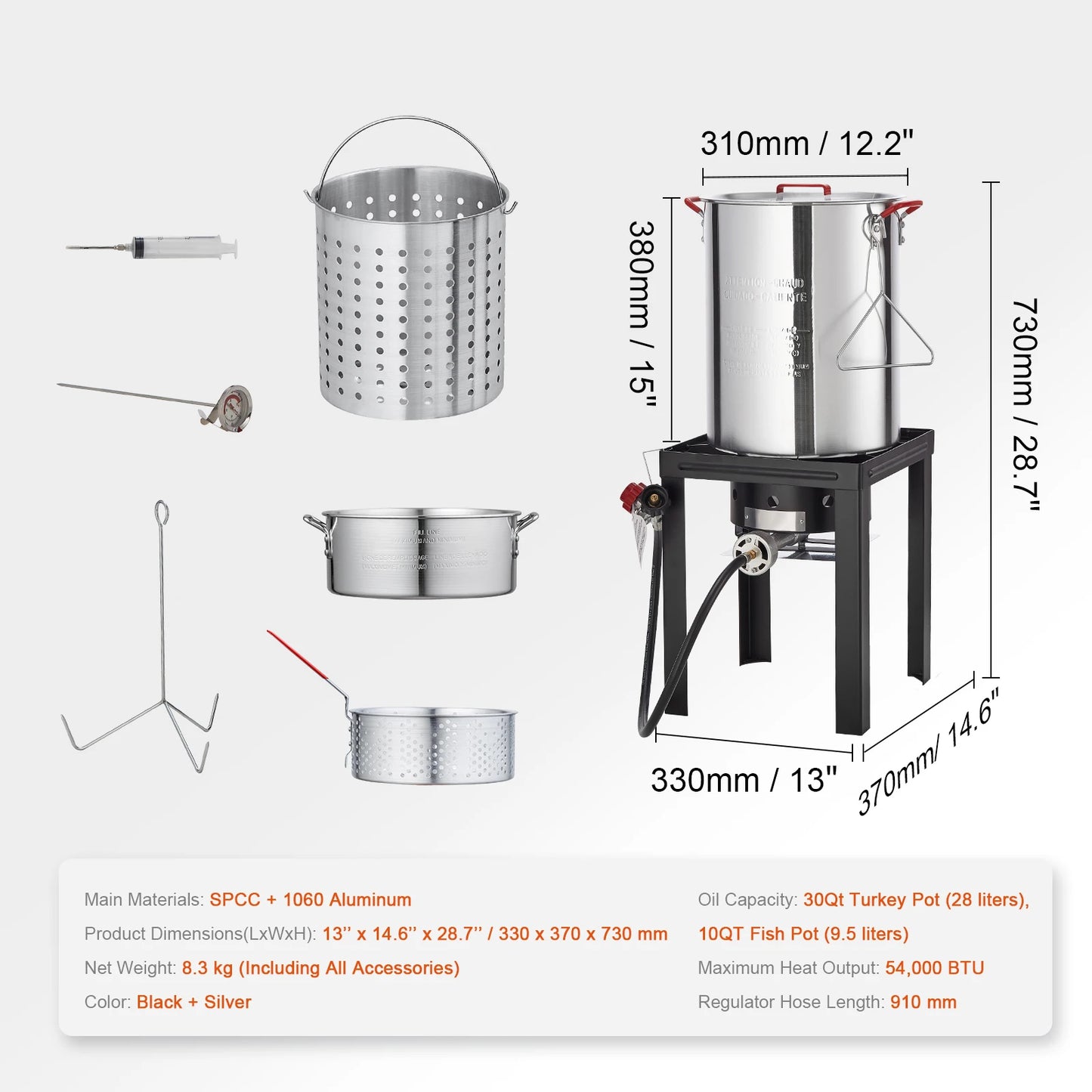 SucceBuy Complete Propane Turkey Fryer Kit With Boiler And Steamer Set