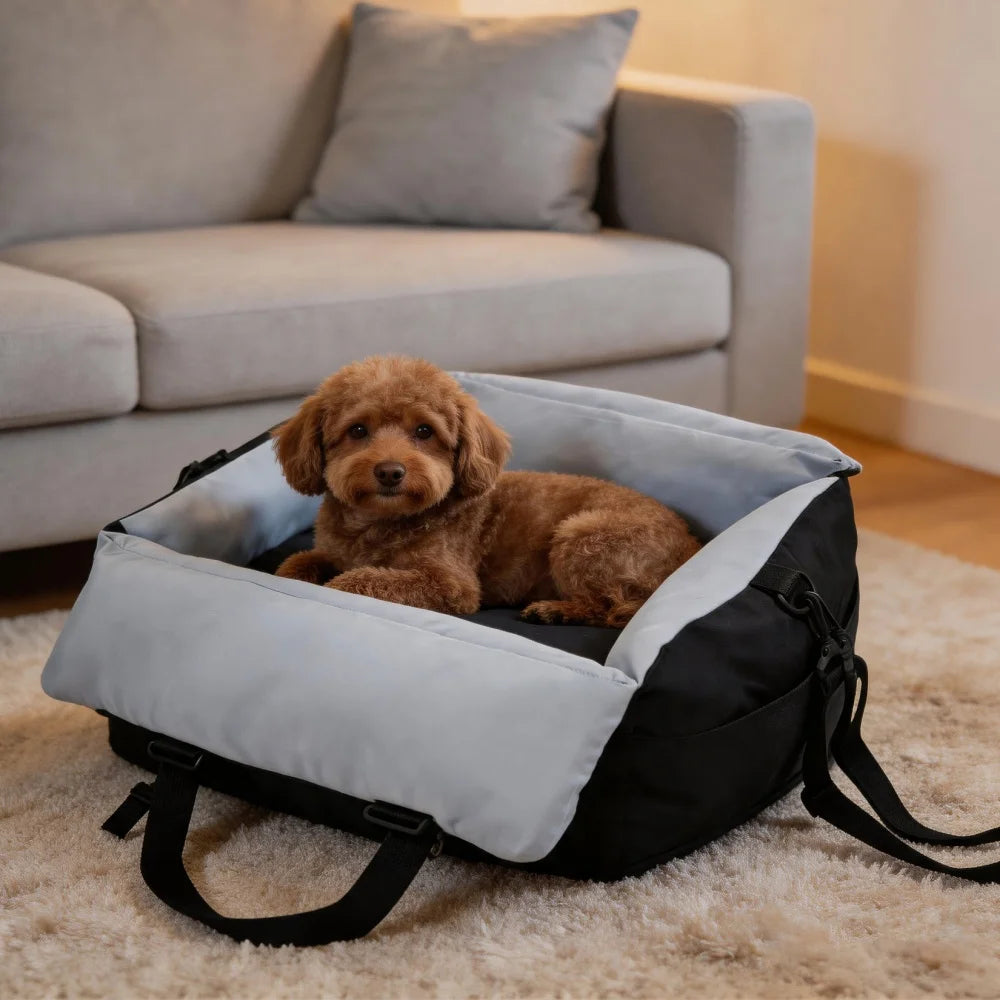 BORWART Portable Dog Car Seat Booster With Safety Belt Pocket