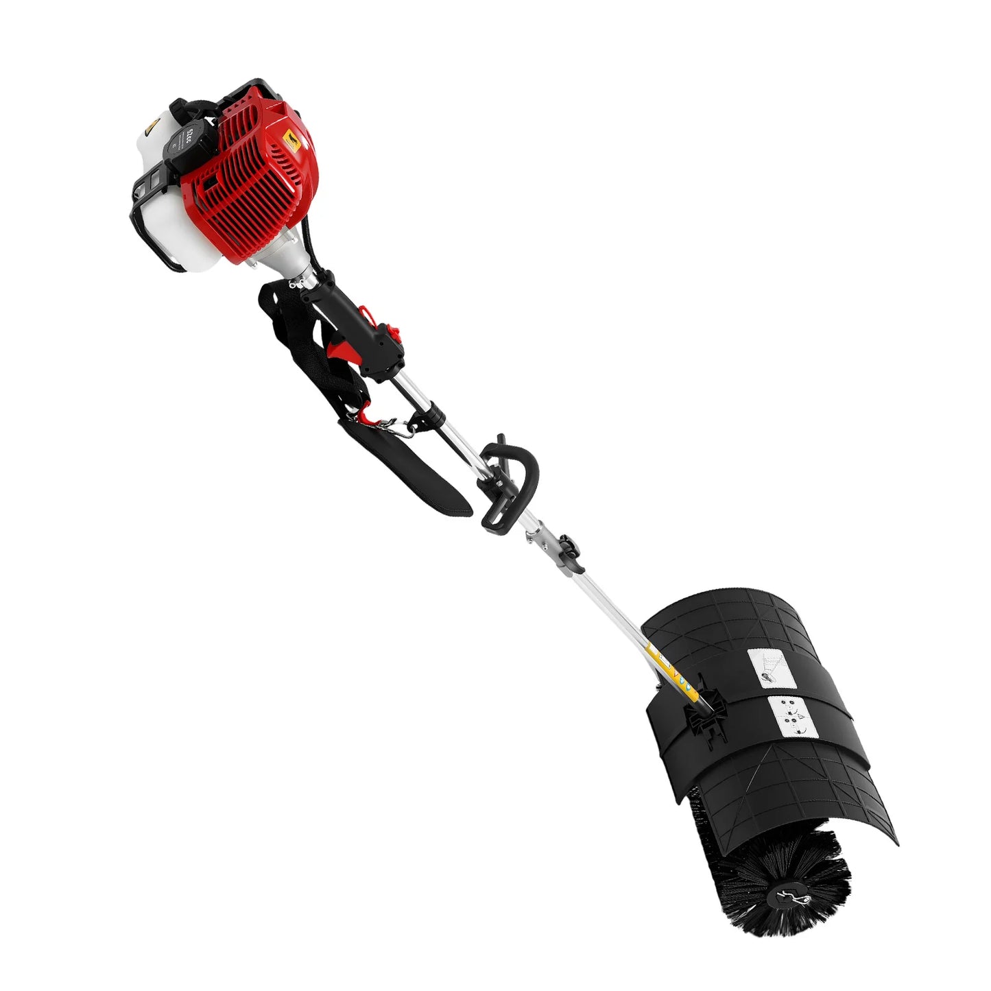 Gas Powered Walk Behind Sweeper Multi Surface Brush Cleaner Driveways