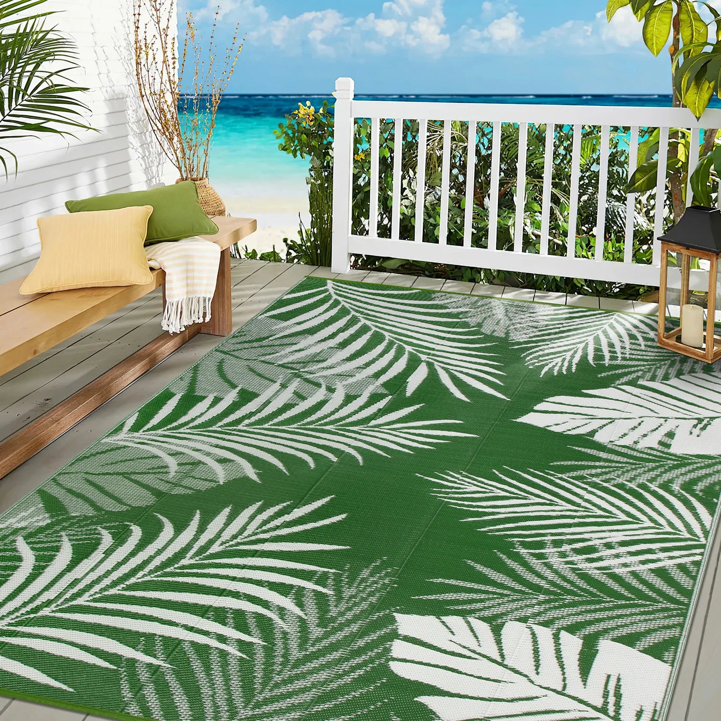 Recycled Plastic Straw Outdoor Rug Waterproof Patio Carpet