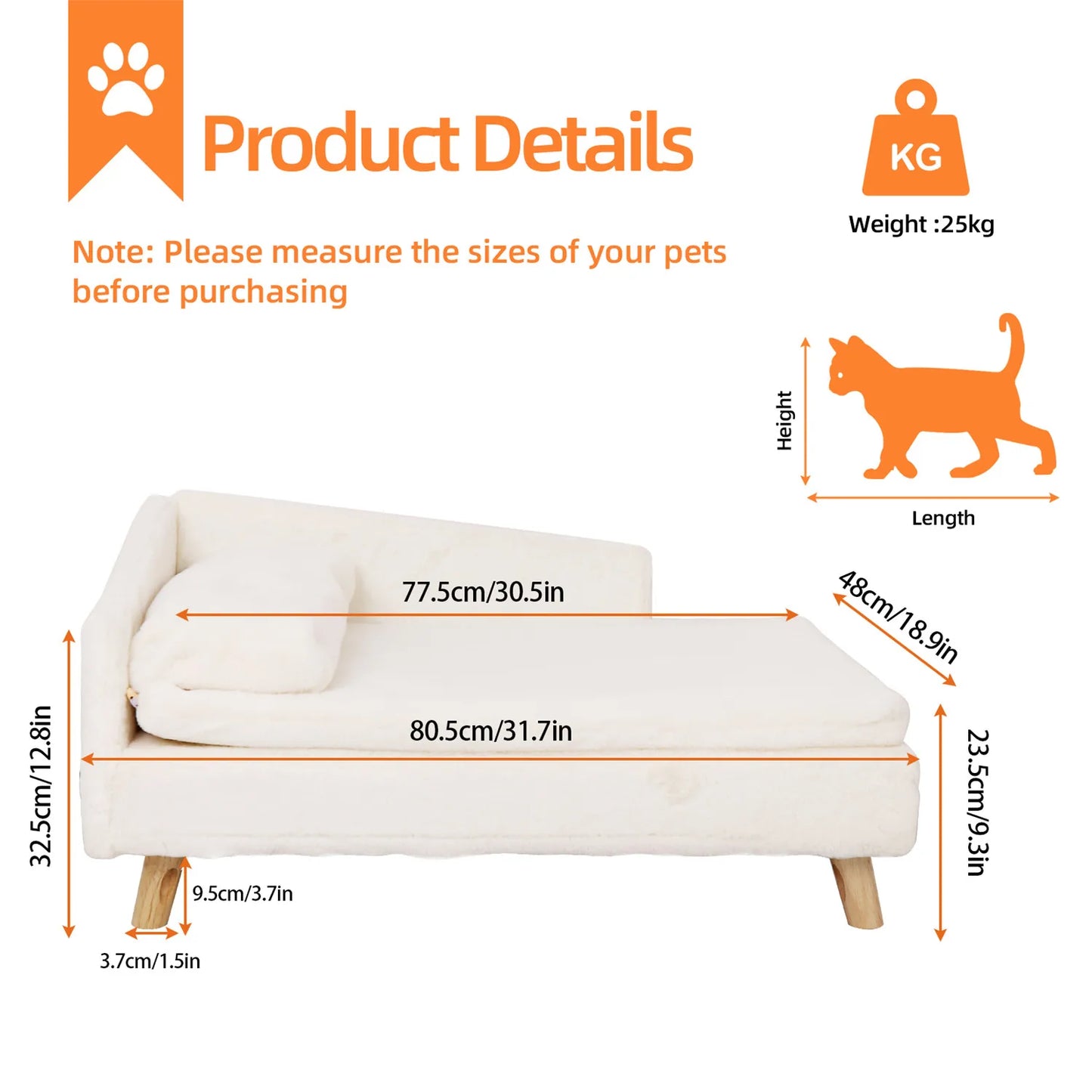 BINGOPAW Waterproof Pet Sofa Bed Lounger With Plush Cover