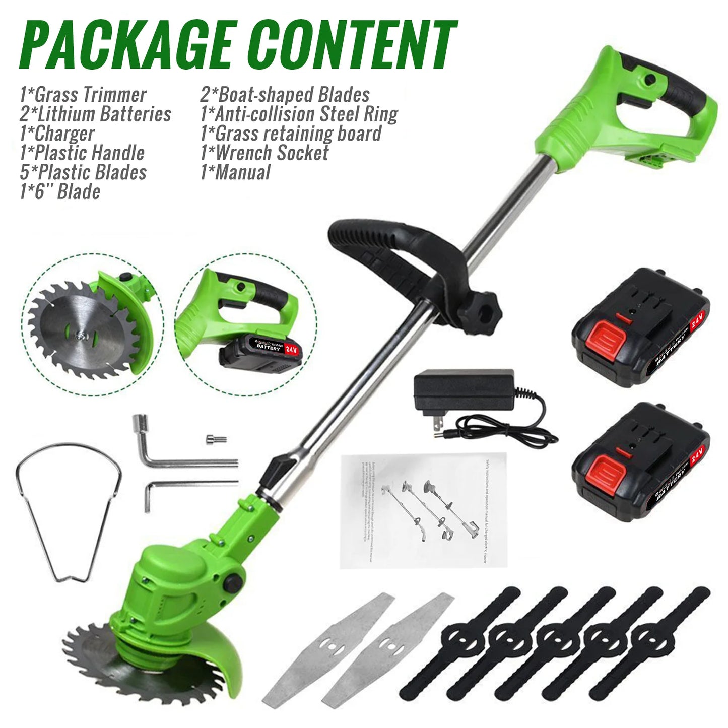 Cordless 2in1 Weed Trimmer And Grass Cutter Brushless Motor