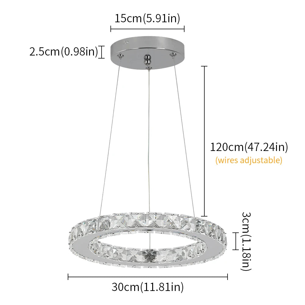 GreeLustr Modern DIY Ring LED Dimmable Crystal Chandelier