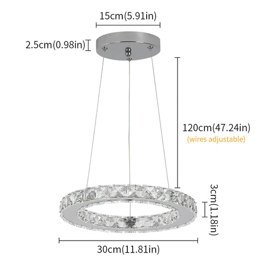 GreeLustr Modern DIY Ring LED Dimmable Crystal Chandelier