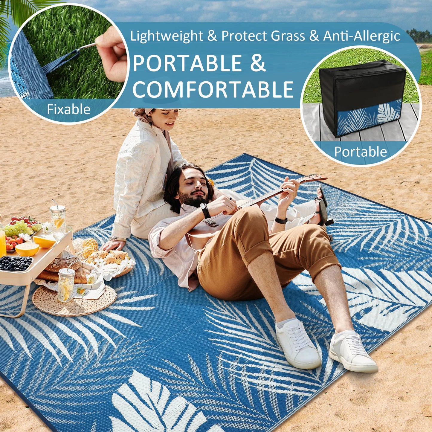 Recycled Plastic Straw Outdoor Rug Waterproof Patio Carpet