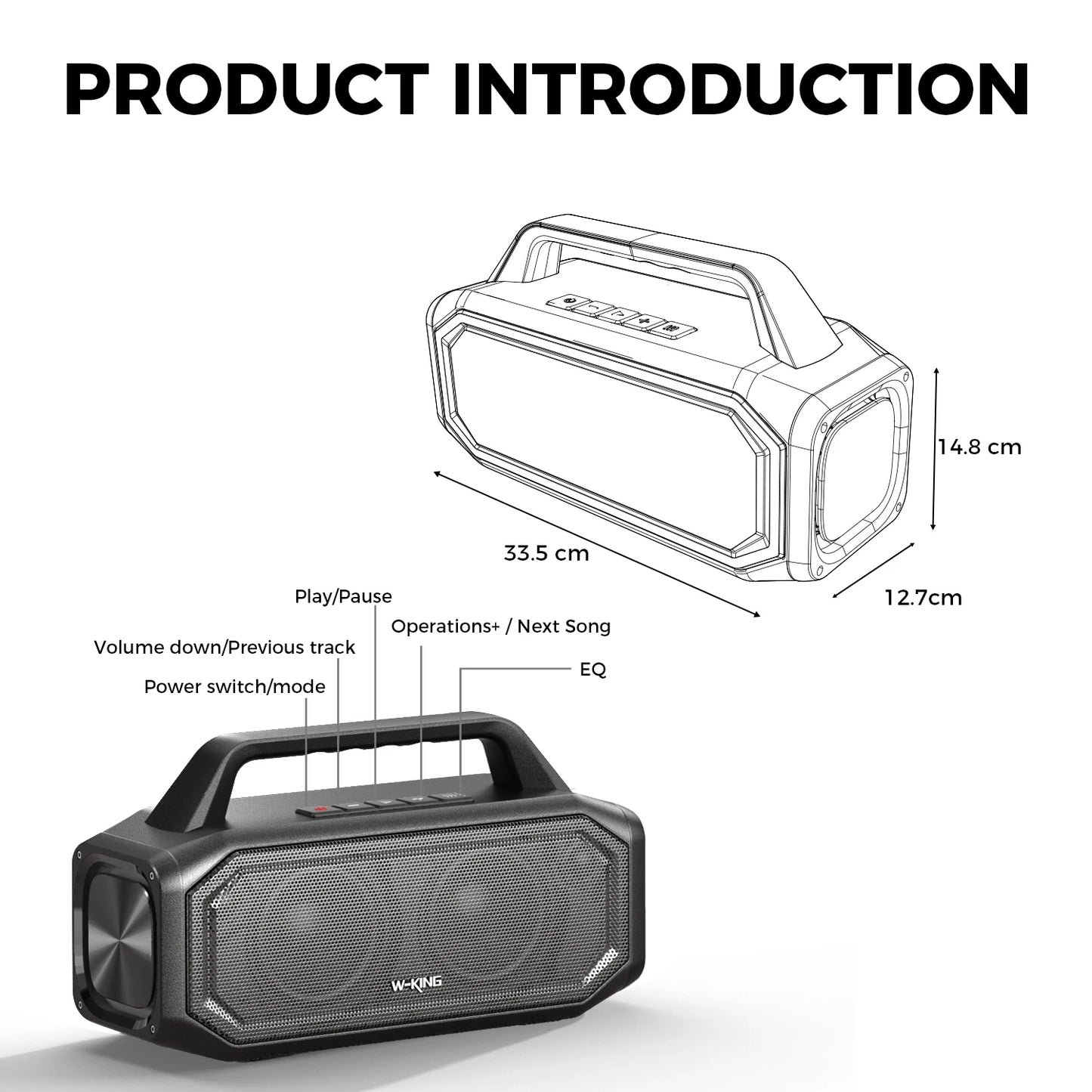 W-Keyng Portable Bluetooth 80W Wireless Speaker With Stereo Bass Boost