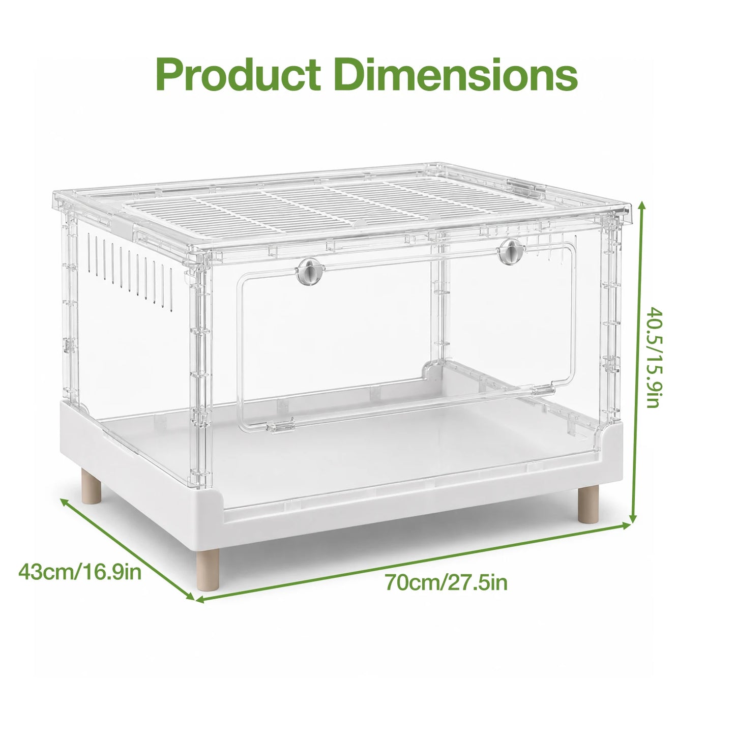 Acrylic Reptile Terrarium With Front Opening Door Clear Ventilation