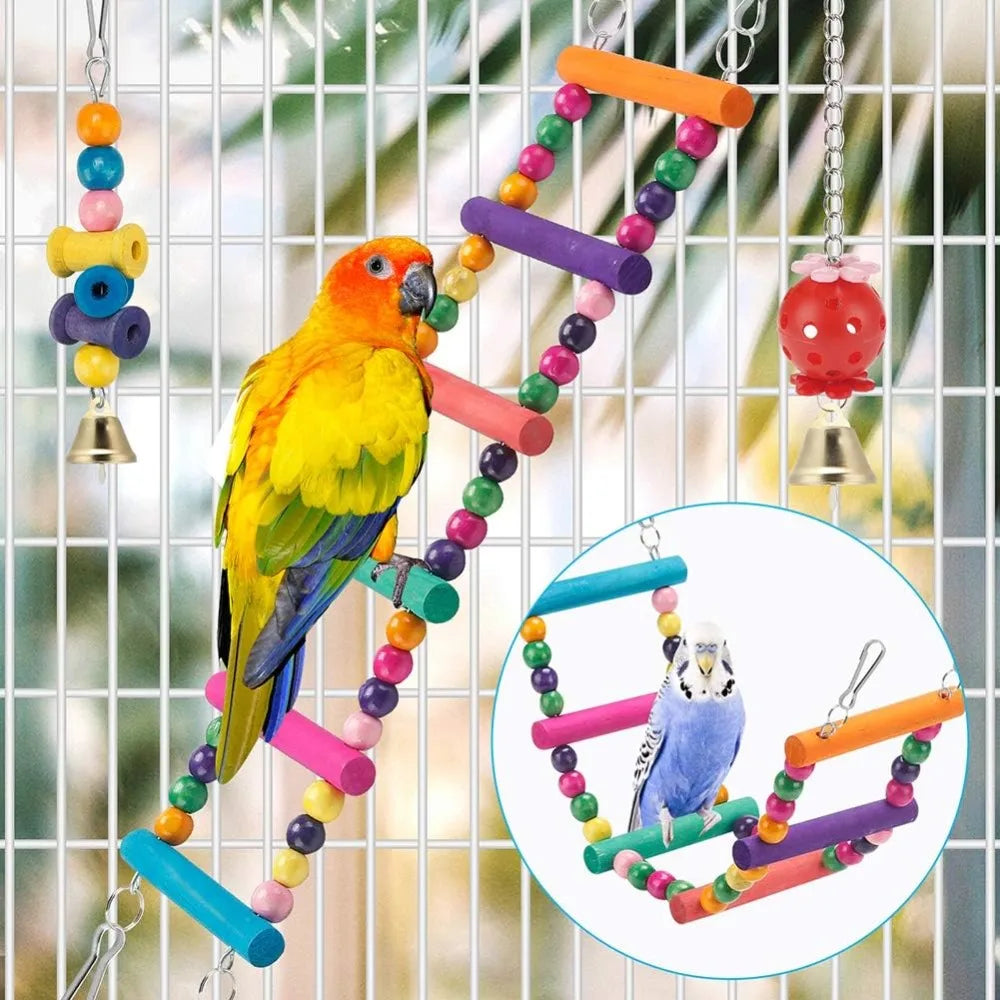 11 Piece Parrot Bird Toys For Small Parakeets And Conures