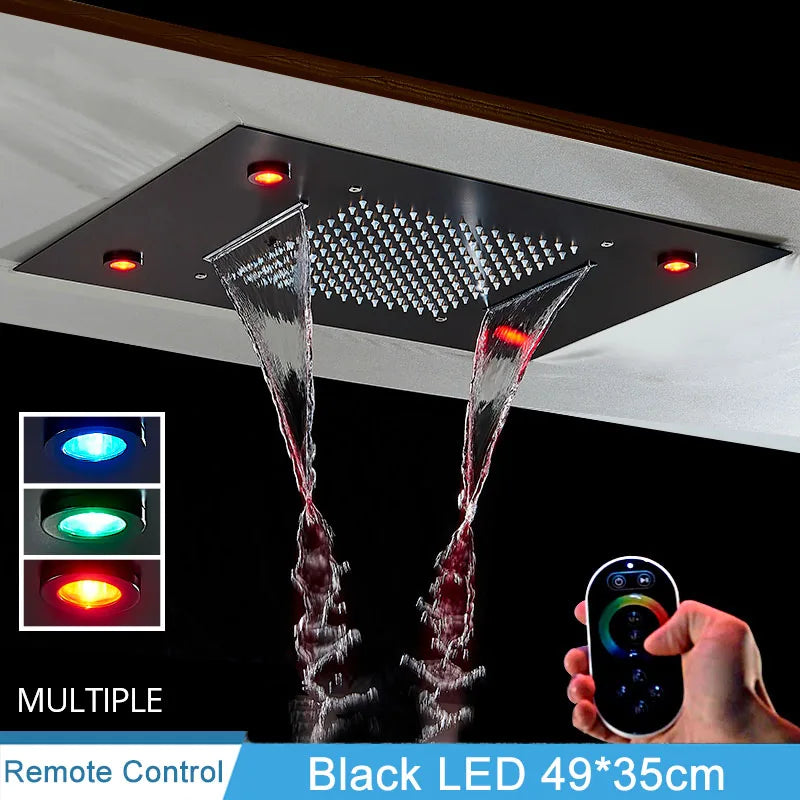 Shinesia LED Rainfall Shower Head Stainless Steel Bathroom Accessory