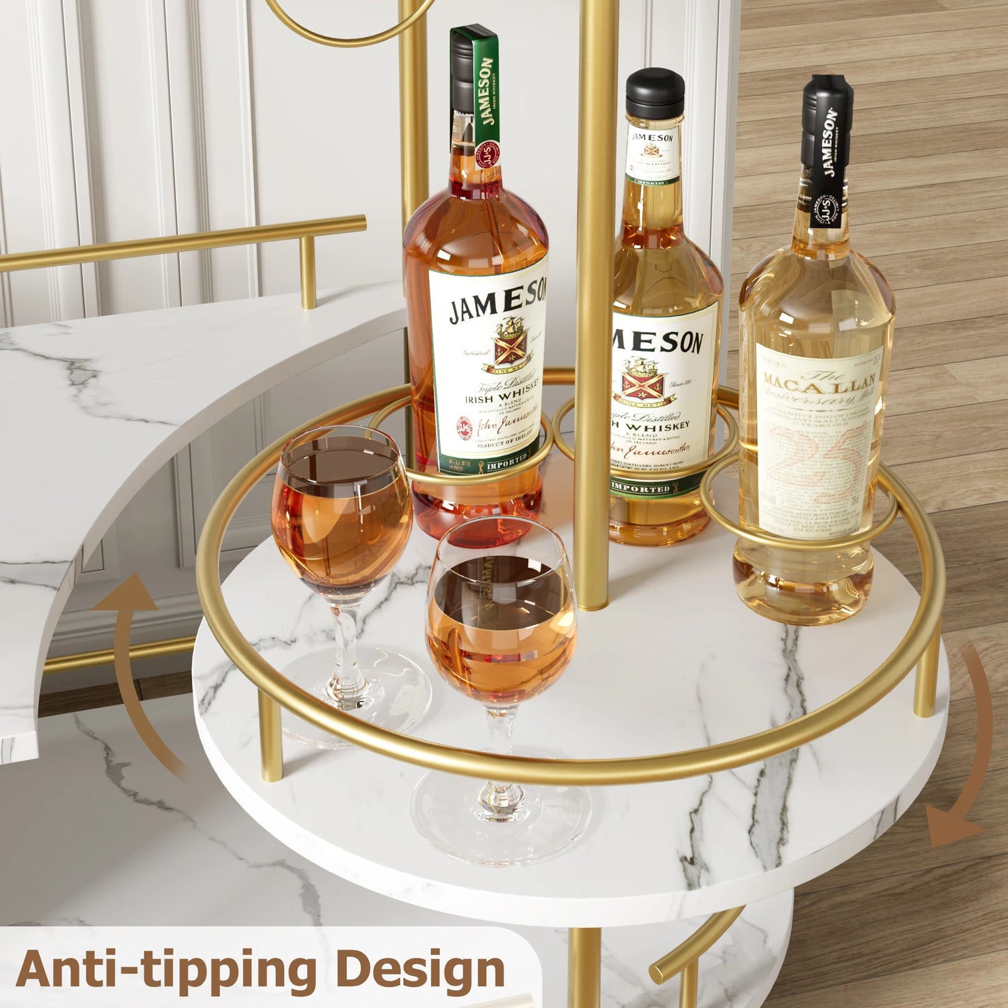 TWISTER.CK Bar Cart With 4 Tier Storage Wine Rack Wheels