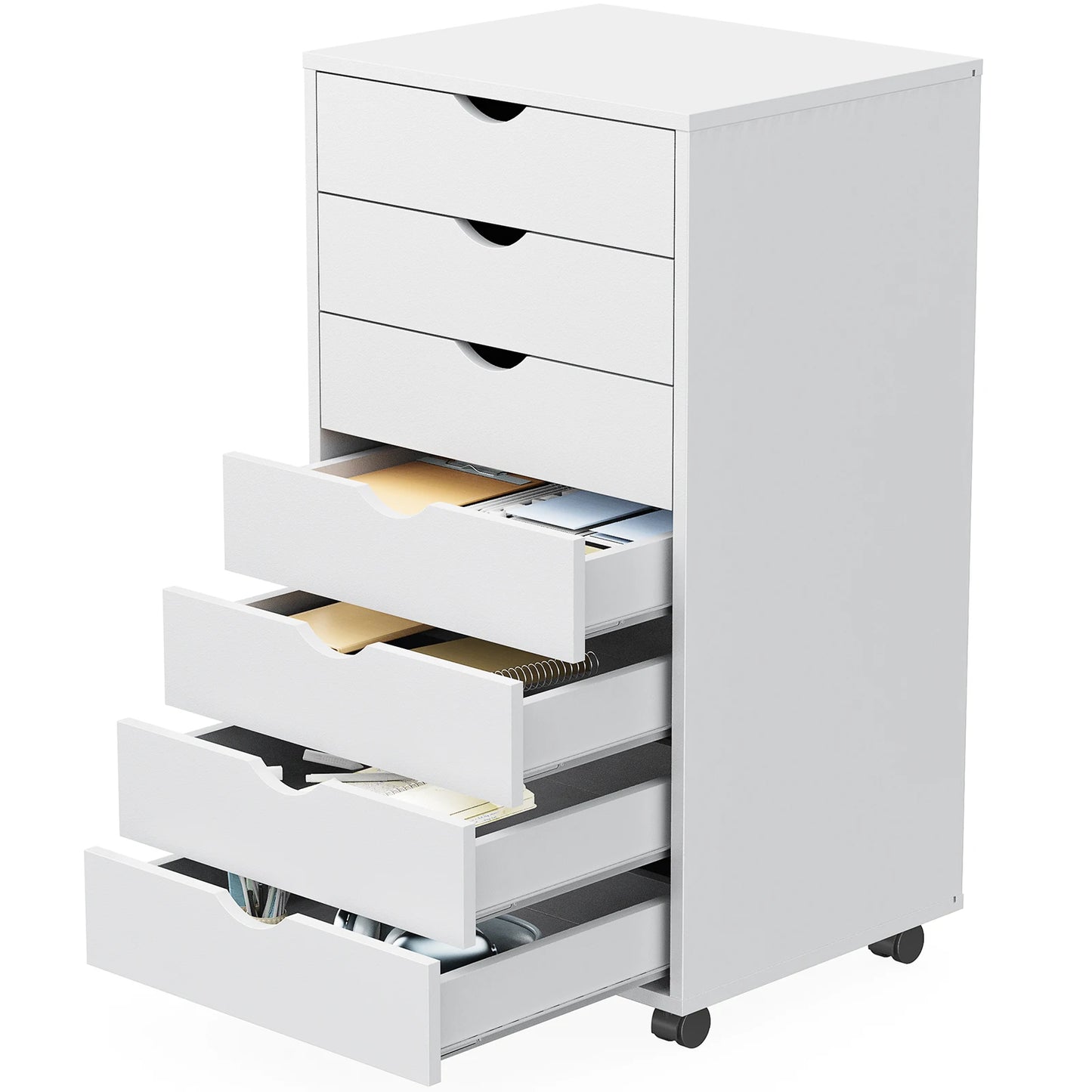 JHK Wooden Chest Dresser On Wheels Storage Cabinet