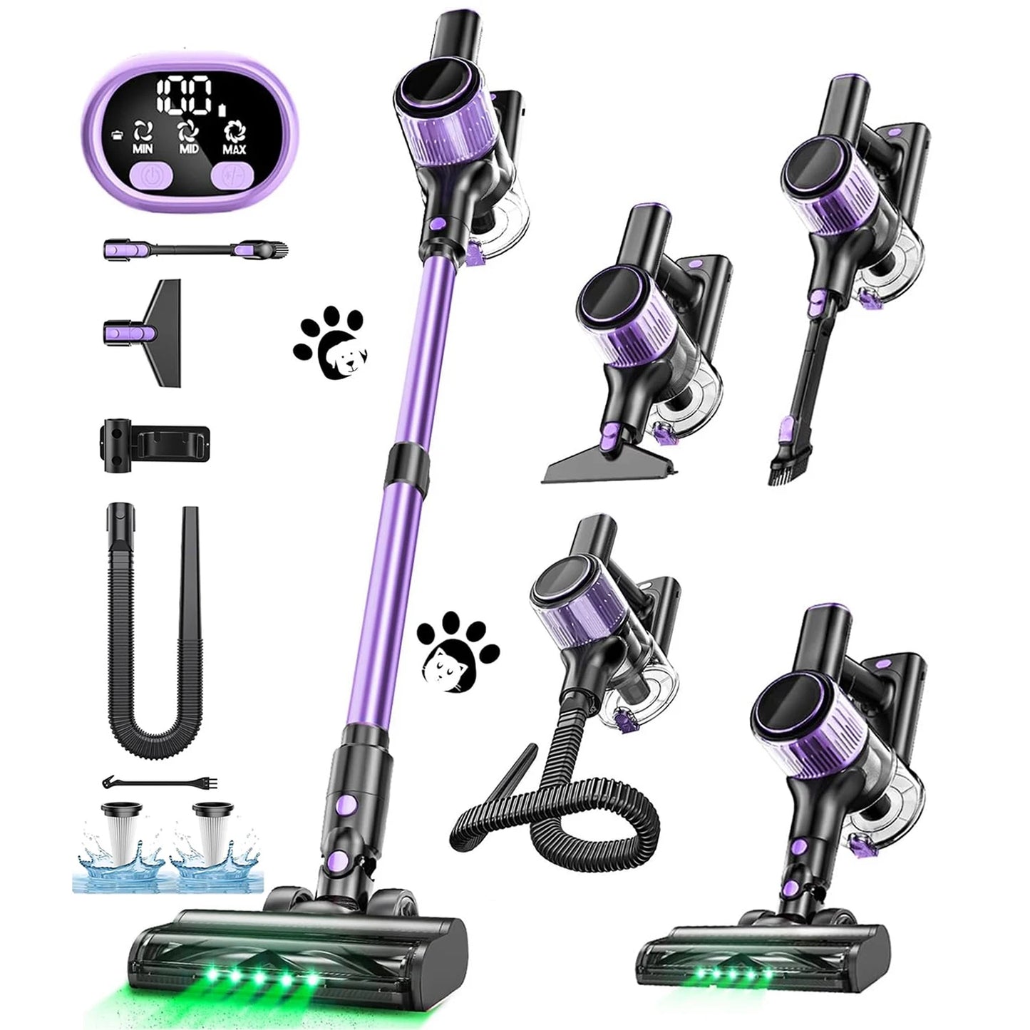 SUXIANGVAC Cordless Vacuum Cleaner 55KPa 500W 45Min Run Time 10in1