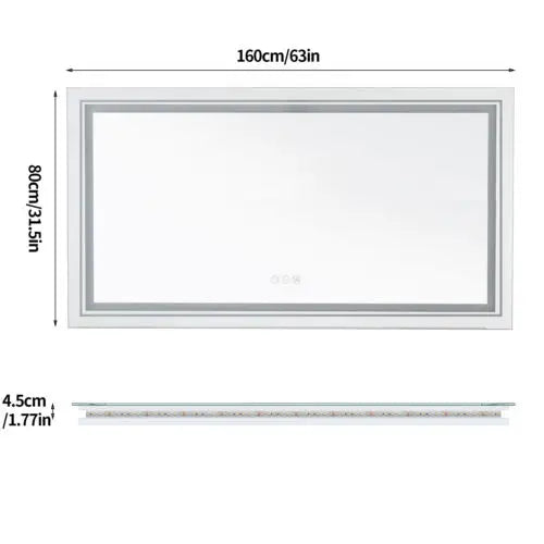 LED Illuminated Bathroom Mirror With Front And Backlit Lights