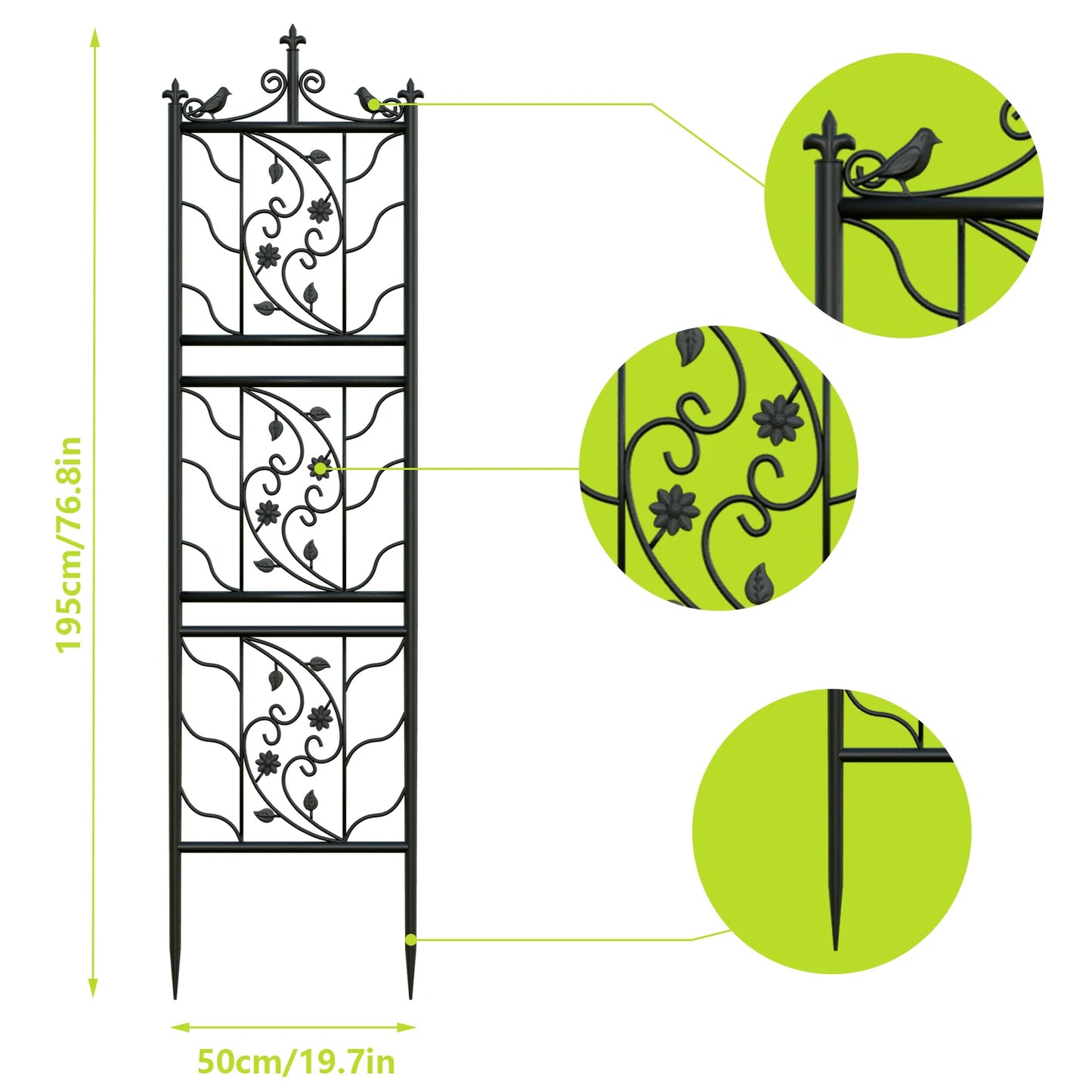 Decorative Garden Trellis Fence Metal Powder Coated For Climbing Plants