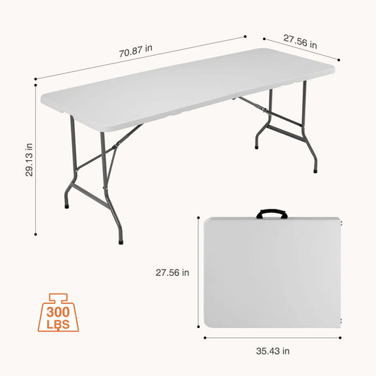 JHK Portable Folding Table Heavy Duty Outdoor Indoor With Carrying Handle