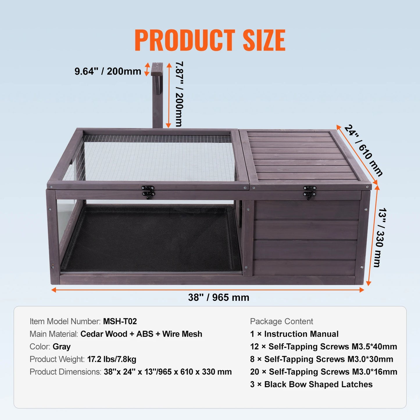SucceBuy 3 Room Tortoise Habitat Wooden Enclosure With Open Roof