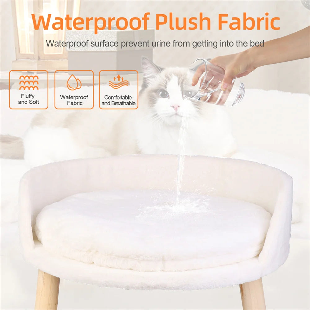 BORWART Ultra Soft Elevated Dog Cat Sofa Bed With Removable Waterproof Cushion