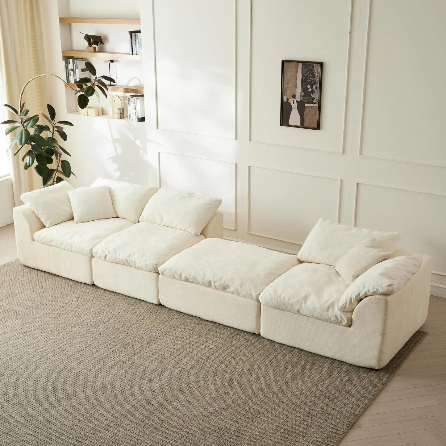 Yeflixvrau CN Modern Cloud L Shaped Sectional Sofa With Ottoman