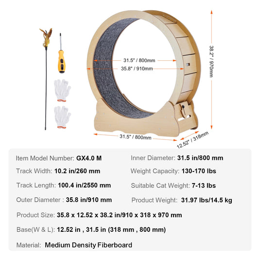 Wooden Cat Exercise Wheel For Indoor Running Treadmill