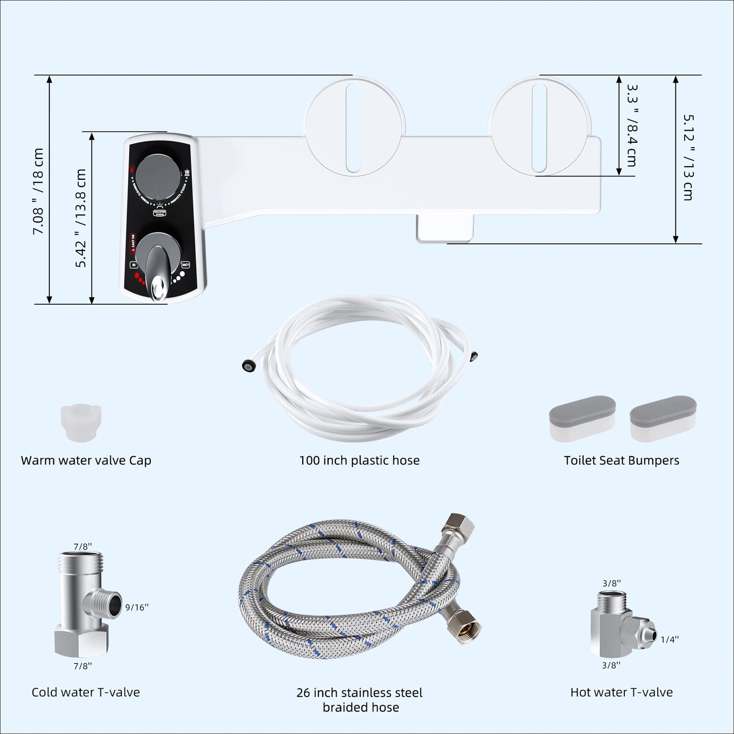 Hibbent Dual Nozzle Bidet Attachment With Adjustable Water Pressure