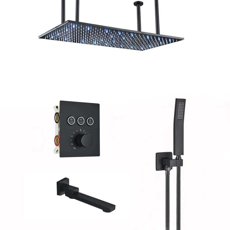 Wanmivezlo LED Brass Rain Shower Head Wall Mounted