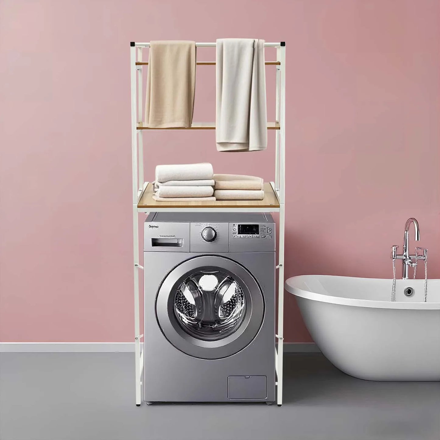 Three Tier Washer And Dryer Storage Shelf Space Saving Unit