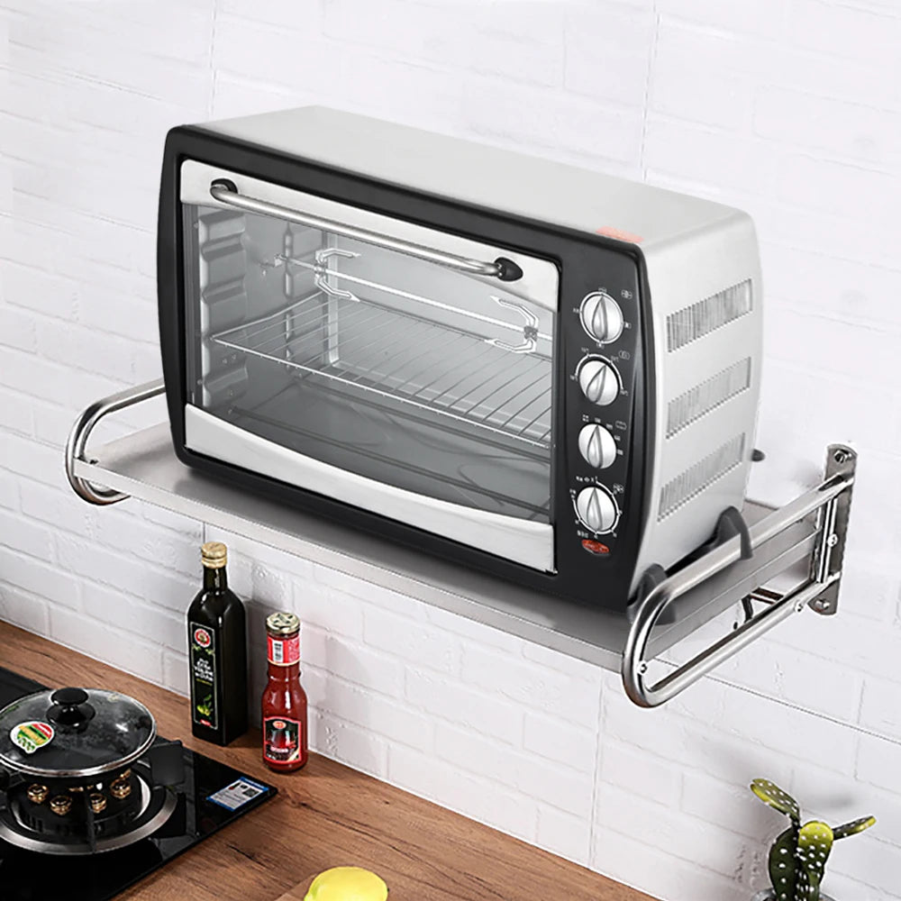 Stainless Steel Microwave Oven Rack Wall Mounted Shelf