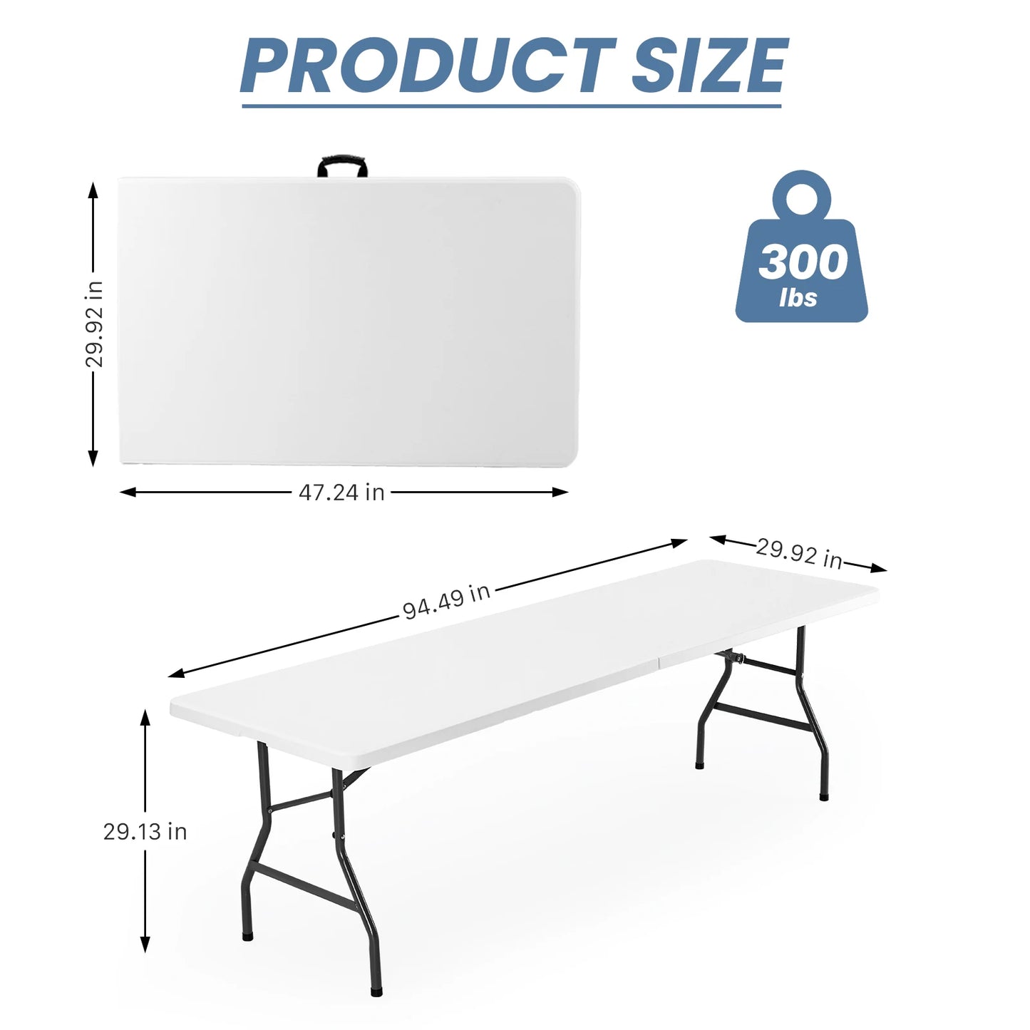 JHK Portable Folding Table Heavy Duty Outdoor Indoor With Carrying Handle
