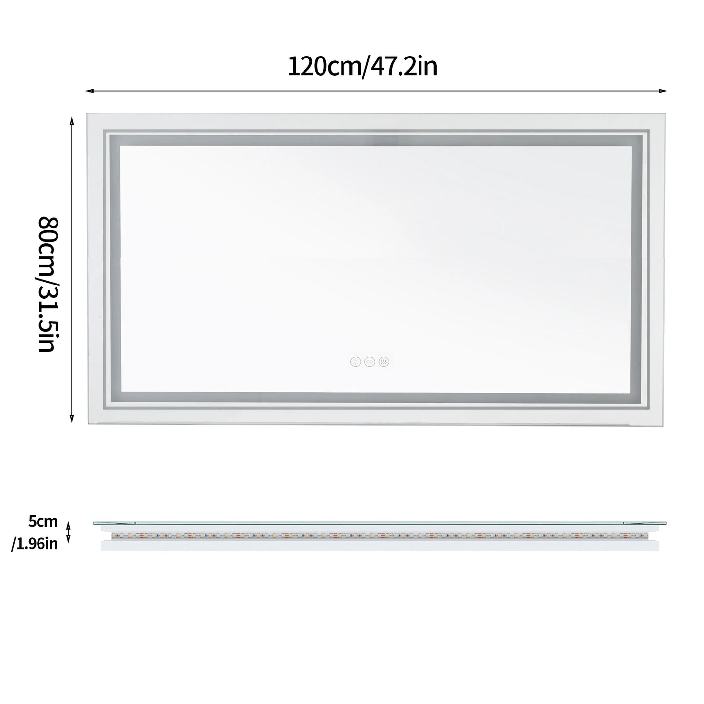 LED Illuminated Bathroom Mirror With Front And Backlit Lights