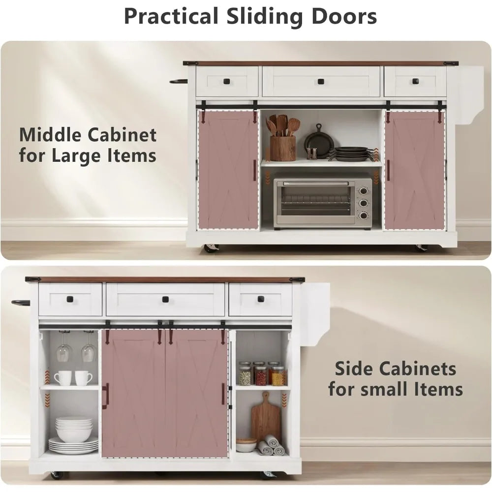Farmhouse Kitchen Island Cart On Wheels With Drop Leaf Outlet