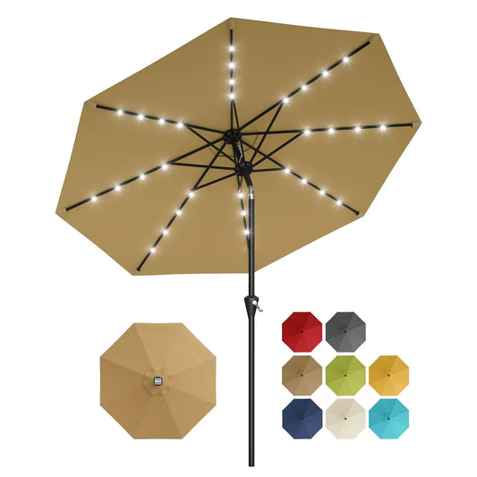 Studyset Solar Powered Patio Umbrella With 32 LED Lights