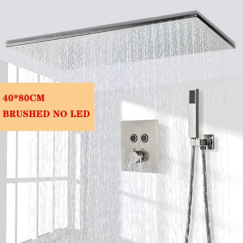 Wanmivezlo LED Brass Rain Shower Head Wall Mounted