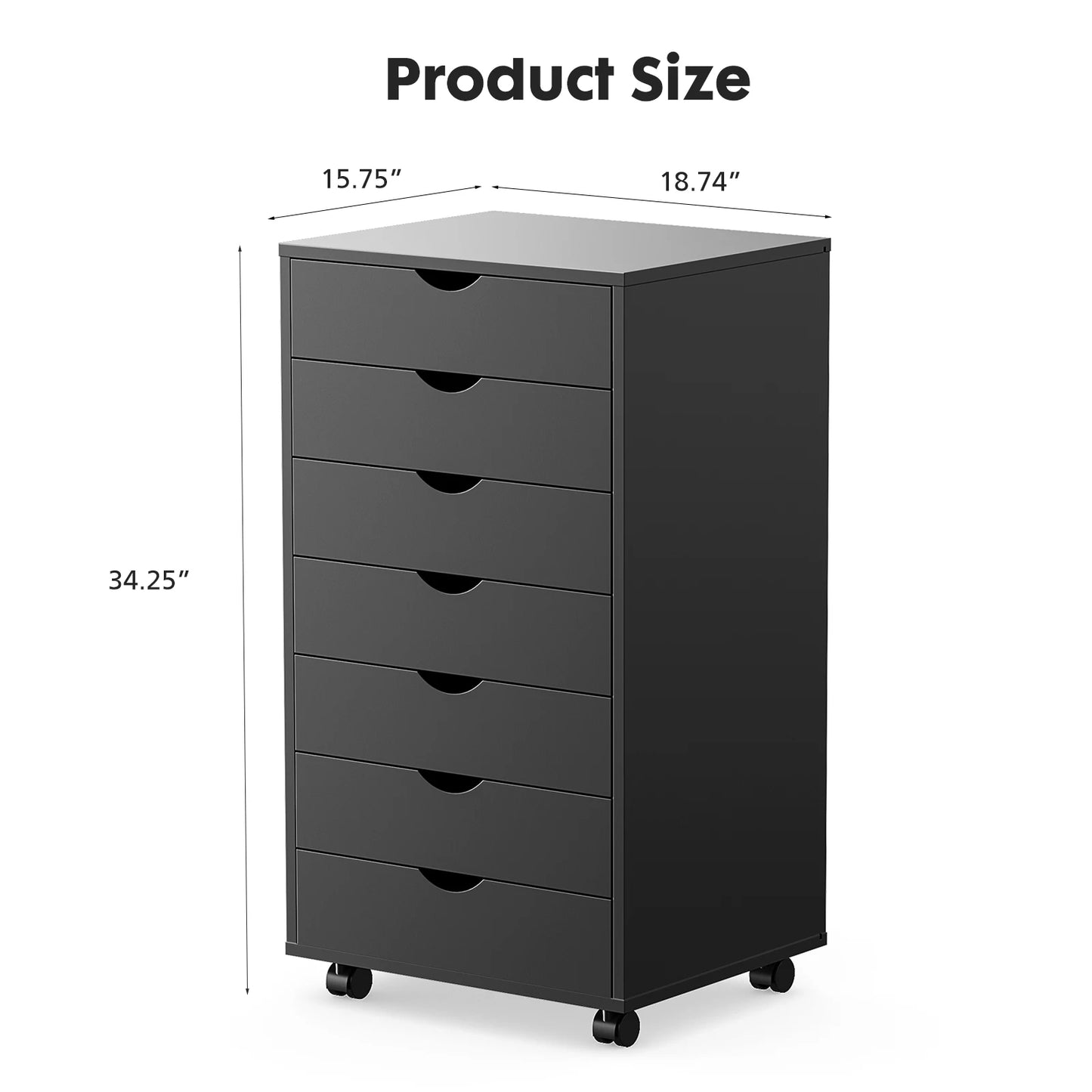 JHK Wooden Chest Dresser On Wheels Storage Cabinet