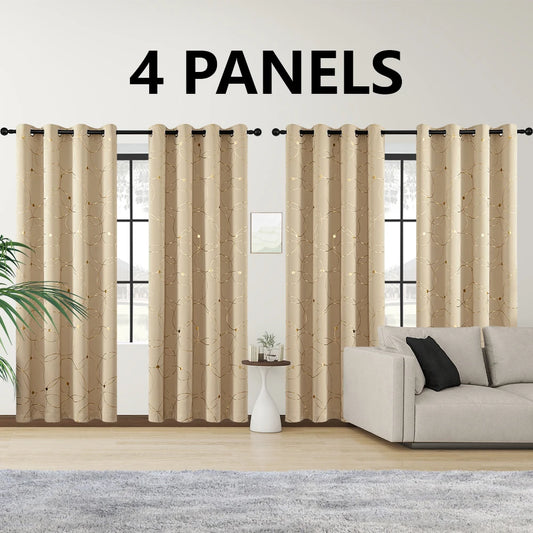 Foil Printed Blackout Curtains Grommet Thermal Insulated Room Darkening