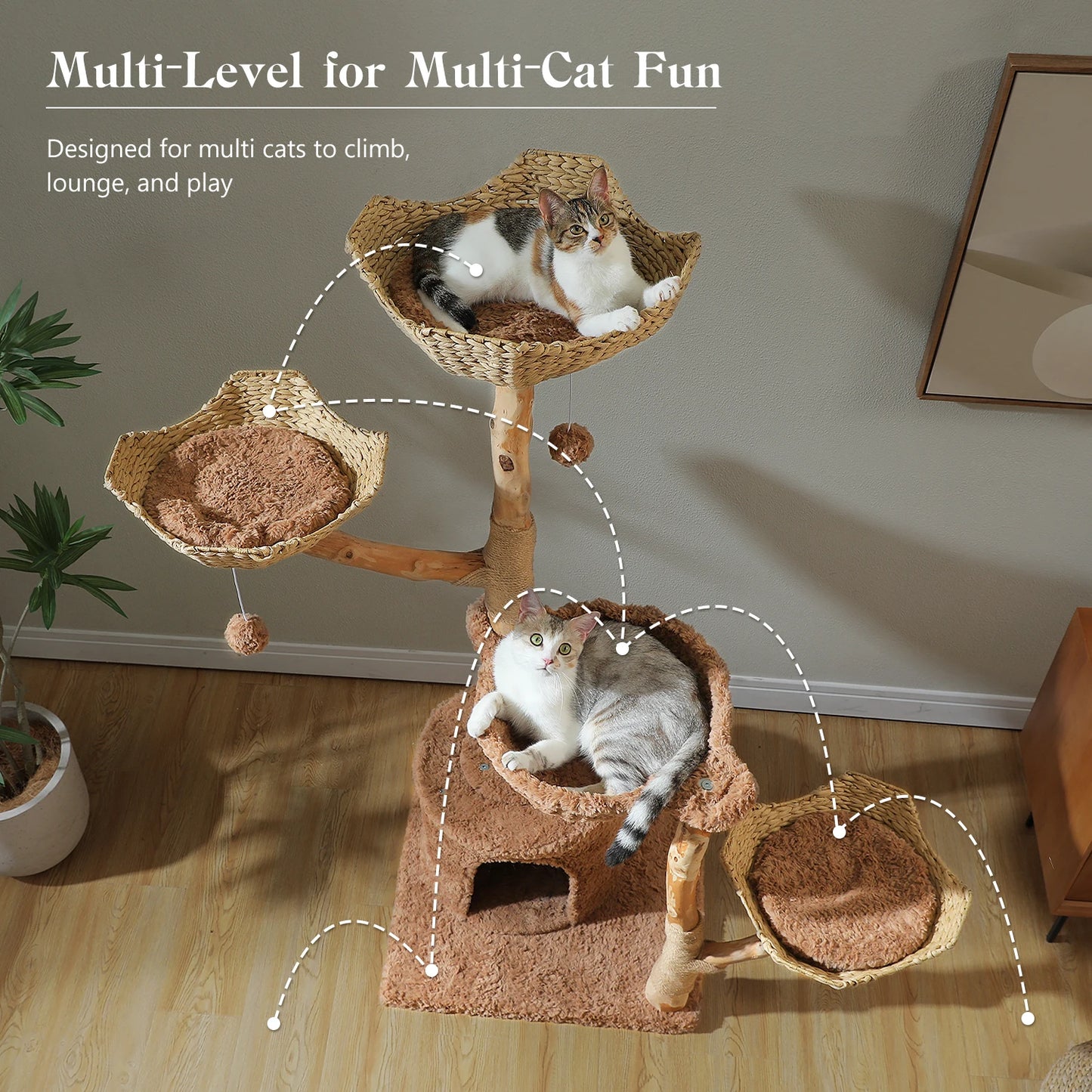 PAWZ Road Cat Tree Tower With Sisal Scratching Post Bed