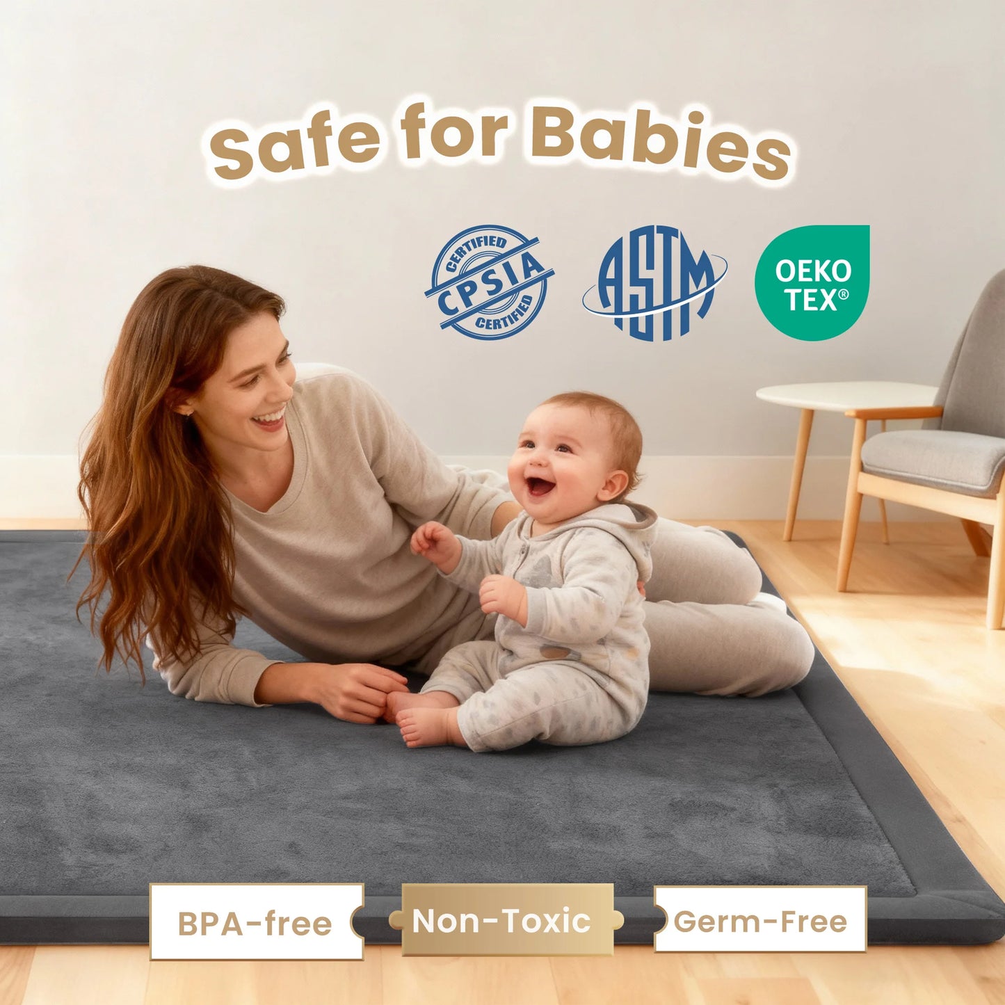 Huloo Sleep Non-Slip Baby Play Rug With Memory Foam