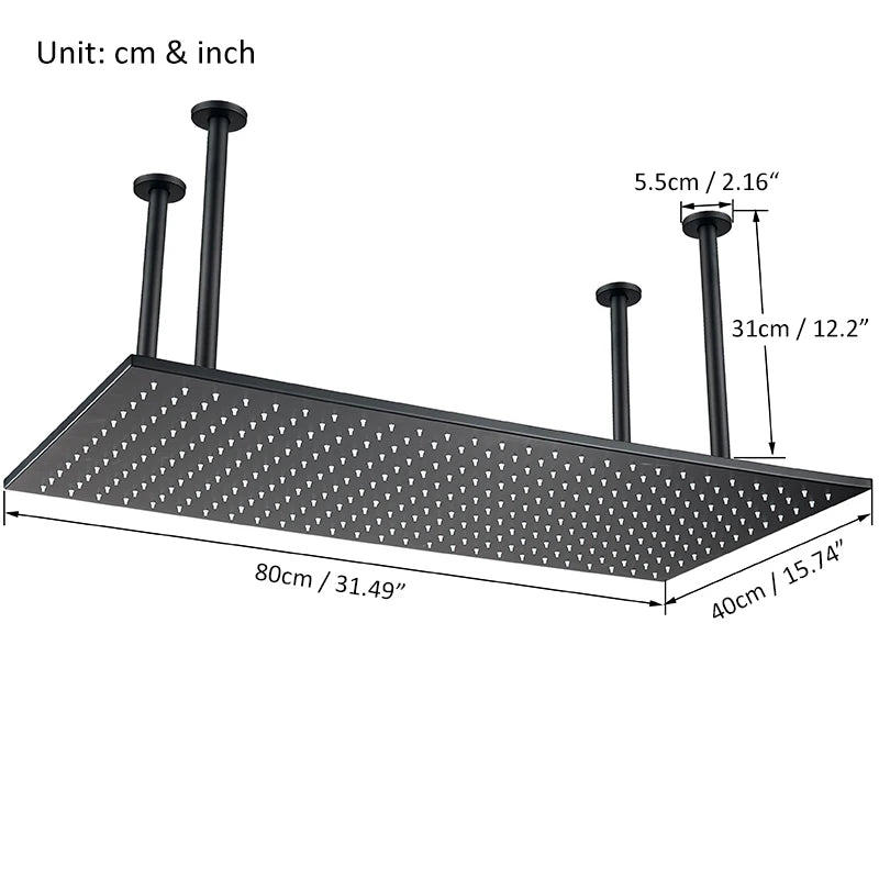 Shinesia LED Rainfall Shower Head Stainless Steel Bathroom Accessory