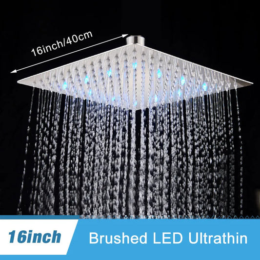 Shinesia LED Rainfall Shower Head Stainless Steel Bathroom Accessory