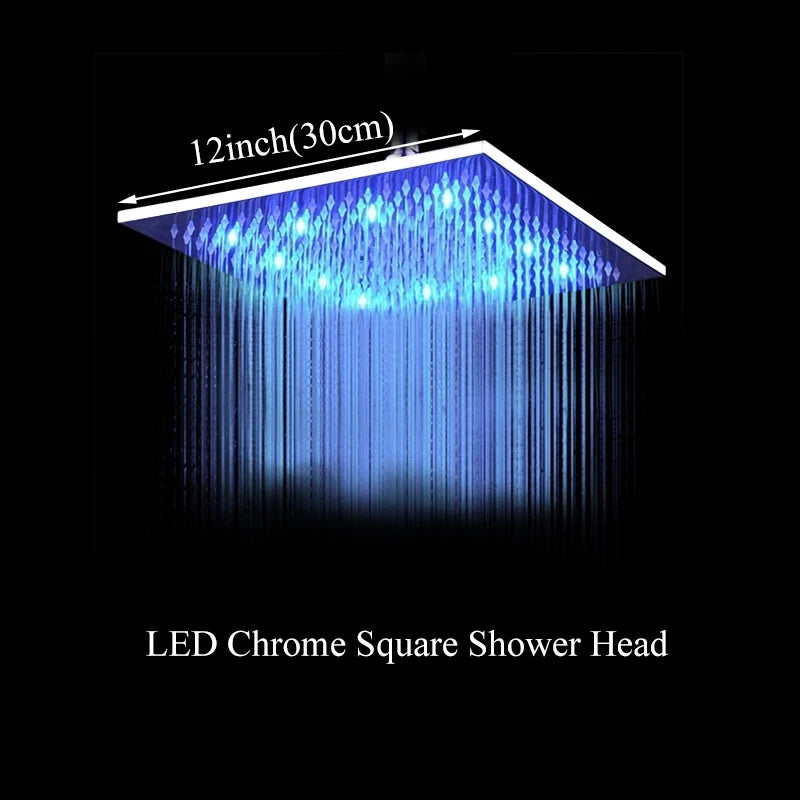 Shinesia LED Rainfall Shower Head Stainless Steel Bathroom Accessory